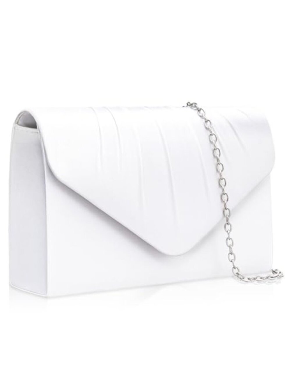 Satin Pleated Envelope Clutch Purse Detachable Chain Evening Bag